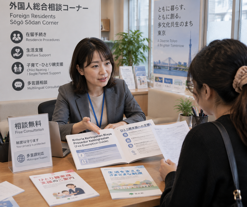 Waspada, Izin Tinggal Tetap Jepang Naik 20 Kali Lipat Oktober 2026 6 Konsultasi pengajuan skema keringanan biaya izin tinggal di pusat layanan bantuan warga asing Jepang.