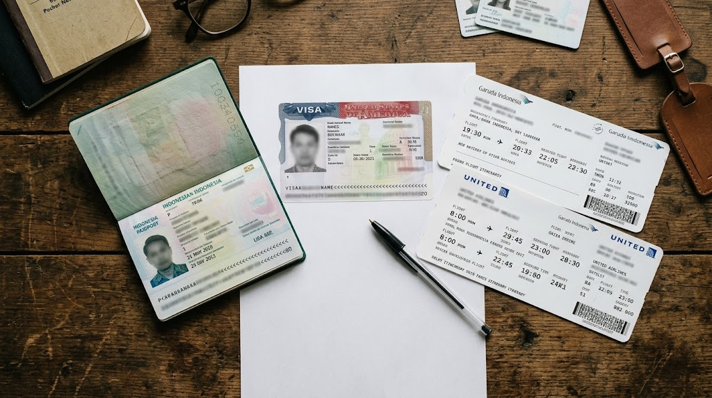 Transit Bandara Tak Selalu Butuh Visa, Tergantung Paspor dan Rutenya 4 Susunan dokumen perjalanan penting termasuk paspor, cetakan visa Amerika Serikat, dan tiket penerbangan terpisah (separate tickets).
